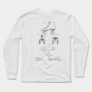 Roller Skate Shoe Vintage Patent Hand Drawing Long Sleeve T-Shirt